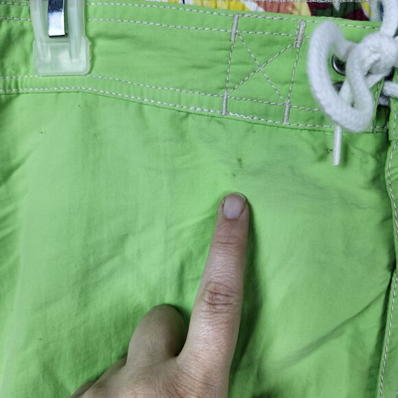 Polo Ralph Lauren Board Shorts Mens L Lime Green Distressed Wash Swim Trunks - Picture 2 of 14
